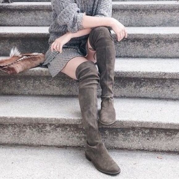 Stuart Weitzman Lowland Loden Suede Over The Knee Boot 35 INV13 - Picture 1 of 6